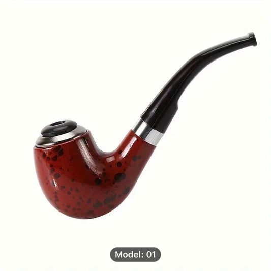 1pc, Old-fashioned Dry Smoke Tobacco Pipe, Dual-purpose Tobacco Pipe With Filter Core, Curved Circulation Filter, Dual-purpose Iron Pot Tobacco Pipe