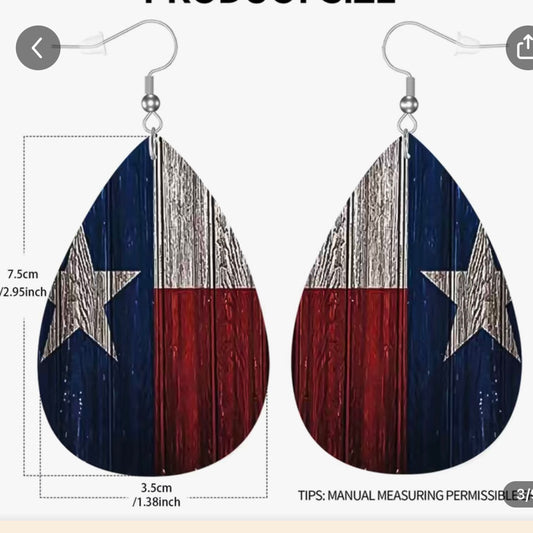 American Flag Faux Leather Earrings Perfect For Upcoming 4th Of July New